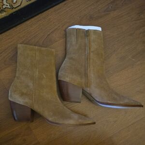 Matisse Caty Tan Suede Leather Zippered 3" Heel Ankle Boots Brazillian Sz 10 NEW